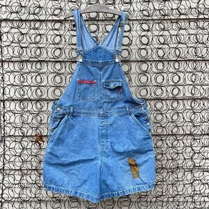 Vintage 90s Pooh Bear Disney denim jean shortalls Volup Plus Size 20W